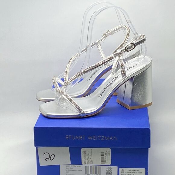 Stuart Weitzman Embellished Metallic Leather Sandals size 6 - Picture 9 of 11
